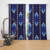 Blue Ethnic Ikat Art Curtain