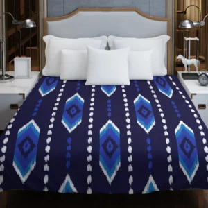 Blue Ethnic Ikat Art Duvet Cover