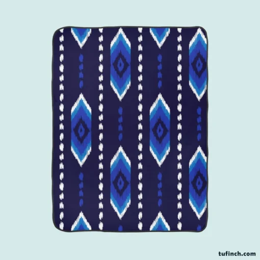 Blue Ethnic Ikat Art Fleece Blanket 1