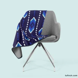 Blue Ethnic Ikat Art Fleece Blanket 2