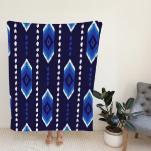 Blue Ethnic Ikat Art Fleece Blanket