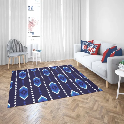 Blue Ethnic Ikat Art Rug 2