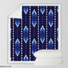 Blue Ethnic Ikat Art Sherpa Fleece Blanket