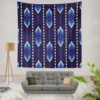 Blue Ethnic Ikat Art Wall Tapestry