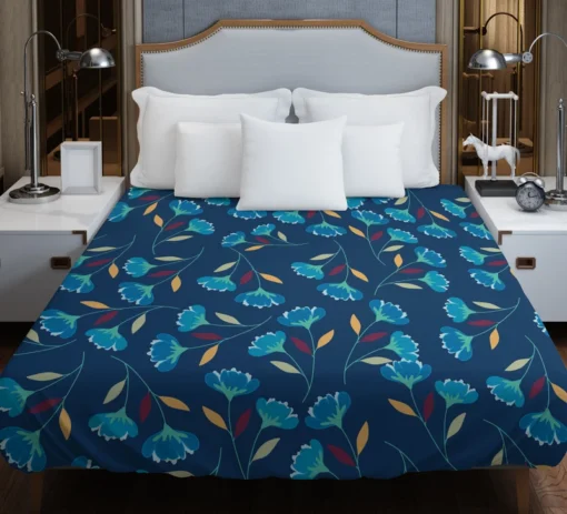 Blue Floral Design Duvet Cover