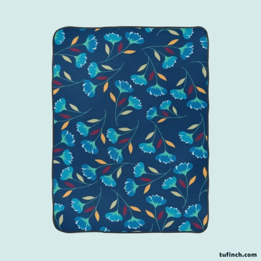 Blue Floral Design Fleece Blanket 1