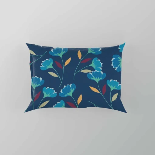 Blue Floral Design Pillow Case