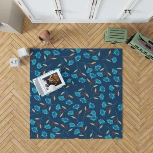 Blue Floral Design Rug