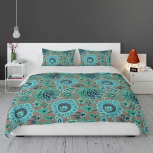 Blue Floral Ethnic Pattern Bedding Set 1