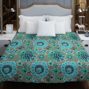 Blue Floral Ethnic Pattern Duvet Cover