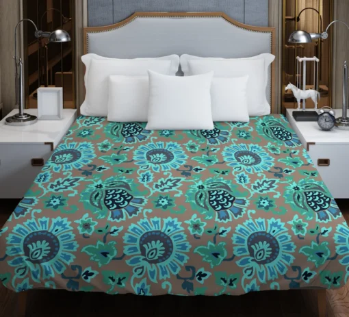 Blue Floral Ethnic Pattern Duvet Cover