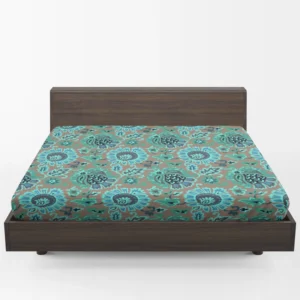 Blue Floral Ethnic Pattern Fitted Sheet 1