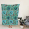 Blue Floral Ethnic Pattern Fleece Blanket