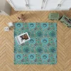 Blue Floral Ethnic Pattern Rug