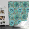 Blue Floral Ethnic Pattern Shower Curtain