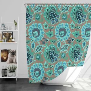 Blue Floral Ethnic Pattern Shower Curtain