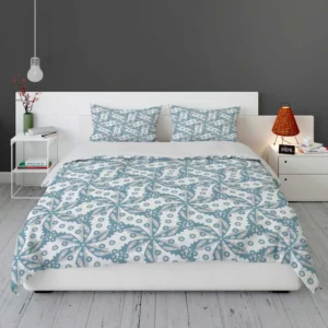 Blue Floral Leaf Toile Bedding Set 1