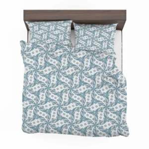 Blue Floral Leaf Toile Bedding Set 2