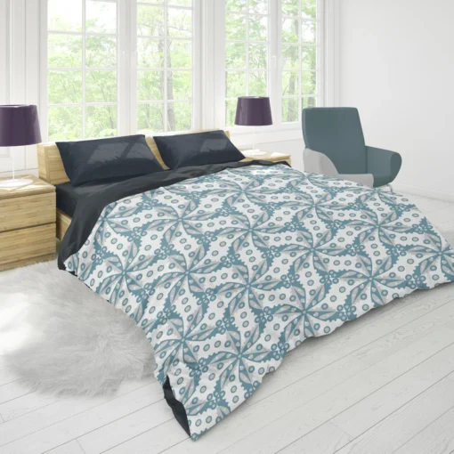 Blue Floral Leaf Toile Duvet Cover 1