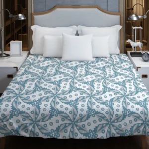 Blue Floral Leaf Toile Duvet Cover