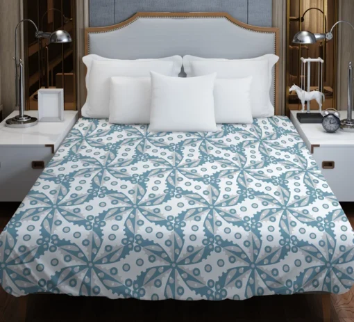 Blue Floral Leaf Toile Duvet Cover