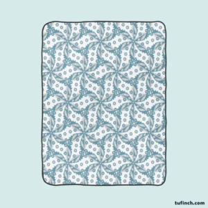 Blue Floral Leaf Toile Fleece Blanket 1