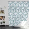 Blue Floral Leaf Toile Shower Curtain