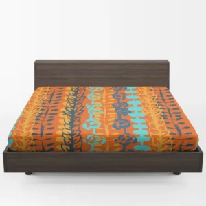 Blue Floral Pattern In Orange Fitted Sheet 1