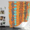 Blue Floral Pattern In Orange Shower Curtain