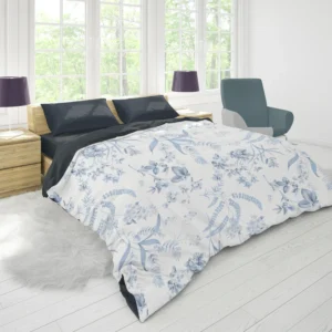 Blue Floreana Toile Pattern Duvet Cover 1