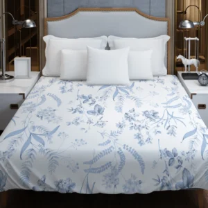 Blue Floreana Toile Pattern Duvet Cover