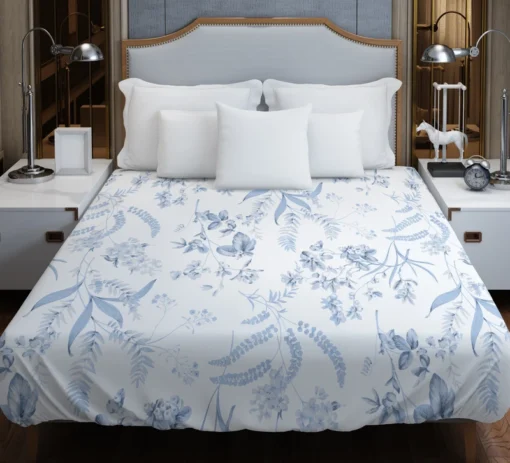 Blue Floreana Toile Pattern Duvet Cover