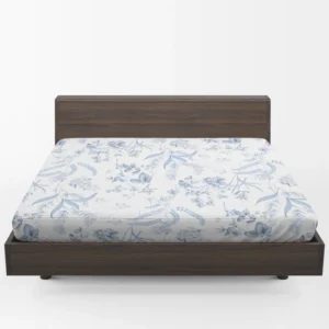 Blue Floreana Toile Pattern Fitted Sheet 1