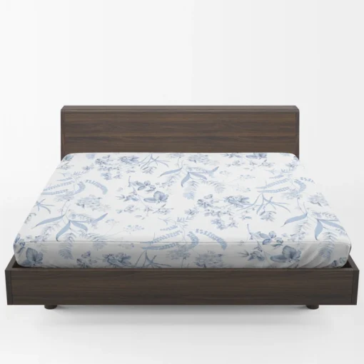 Blue Floreana Toile Pattern Fitted Sheet 1