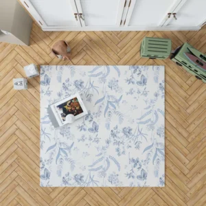 Blue Floreana Toile Pattern Rug