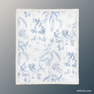 Blue Floreana Toile Pattern Sherpa Fleece Blanket 1