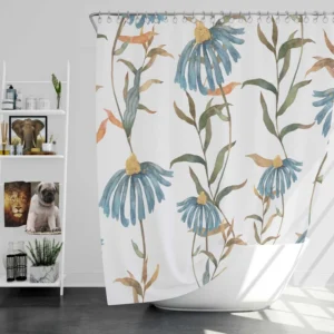 Blue Flower Seamless Pattern Shower Curtain