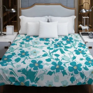 Blue Flowers Spring Pattern Duvet Cover