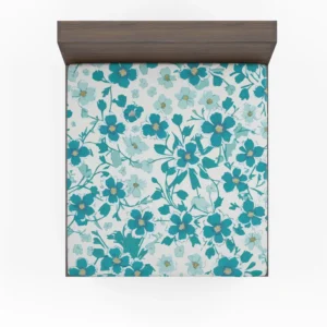 Blue Flowers Spring Pattern Fitted Sheet