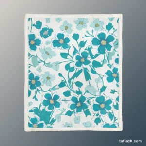 Blue Flowers Spring Pattern Sherpa Fleece Blanket 1