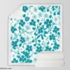 Blue Flowers Spring Pattern Sherpa Fleece Blanket