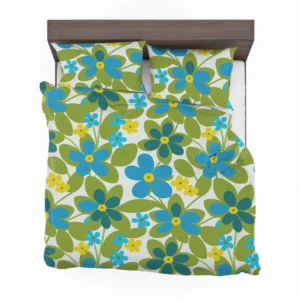 Blue Flowers Yellow Small Flowers Spring Pattern Bedding Set 2