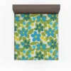 Blue Flowers Yellow Small Flowers Spring Pattern Fitted Sheet