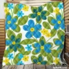 Blue Flowers Yellow Small Flowers Spring Pattern Quilt Blanket