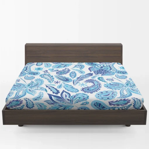 Blue Fresh Indian Pattern Paisley Fitted Sheet 1