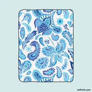 Blue Fresh Indian Pattern Paisley Fleece Blanket 1