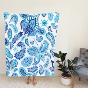 Blue Fresh Indian Pattern Paisley Fleece Blanket