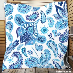 Blue Fresh Indian Pattern Paisley Quilt Blanket