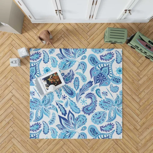 Blue Fresh Indian Pattern Paisley Rug