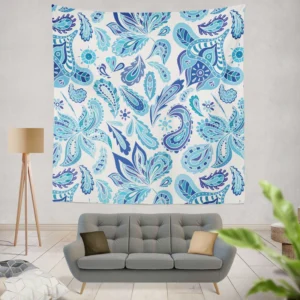 Blue Fresh Indian Pattern Paisley Wall Tapestry